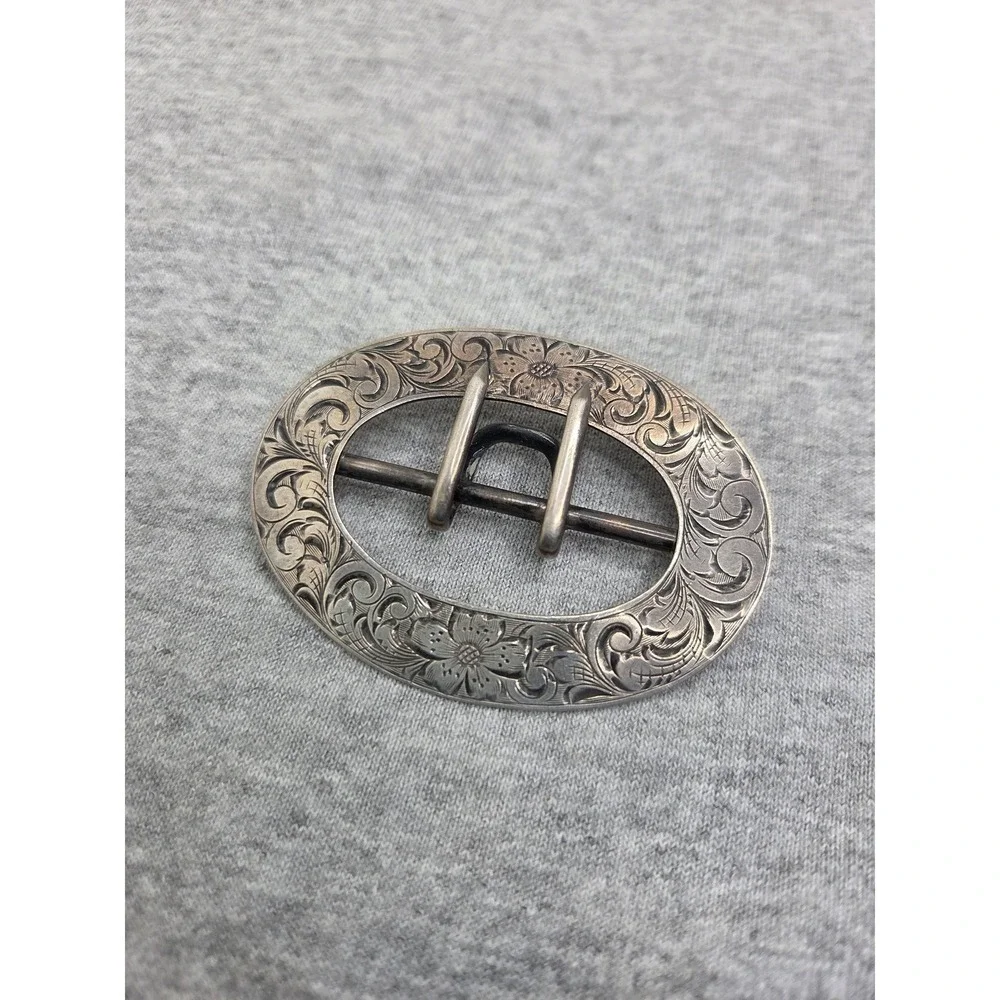 Antique Victorian Edwardian Sterling Silver LF Signed Womens Belt Buckle Pin